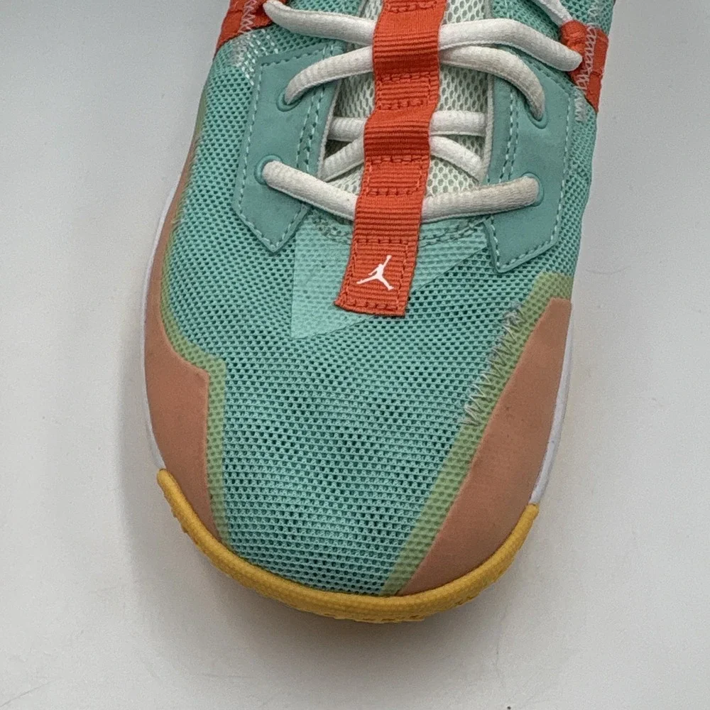 Jordan Men's Green Orange Yellow White Low Top Lace-Up Mesh Athletic Sneakers